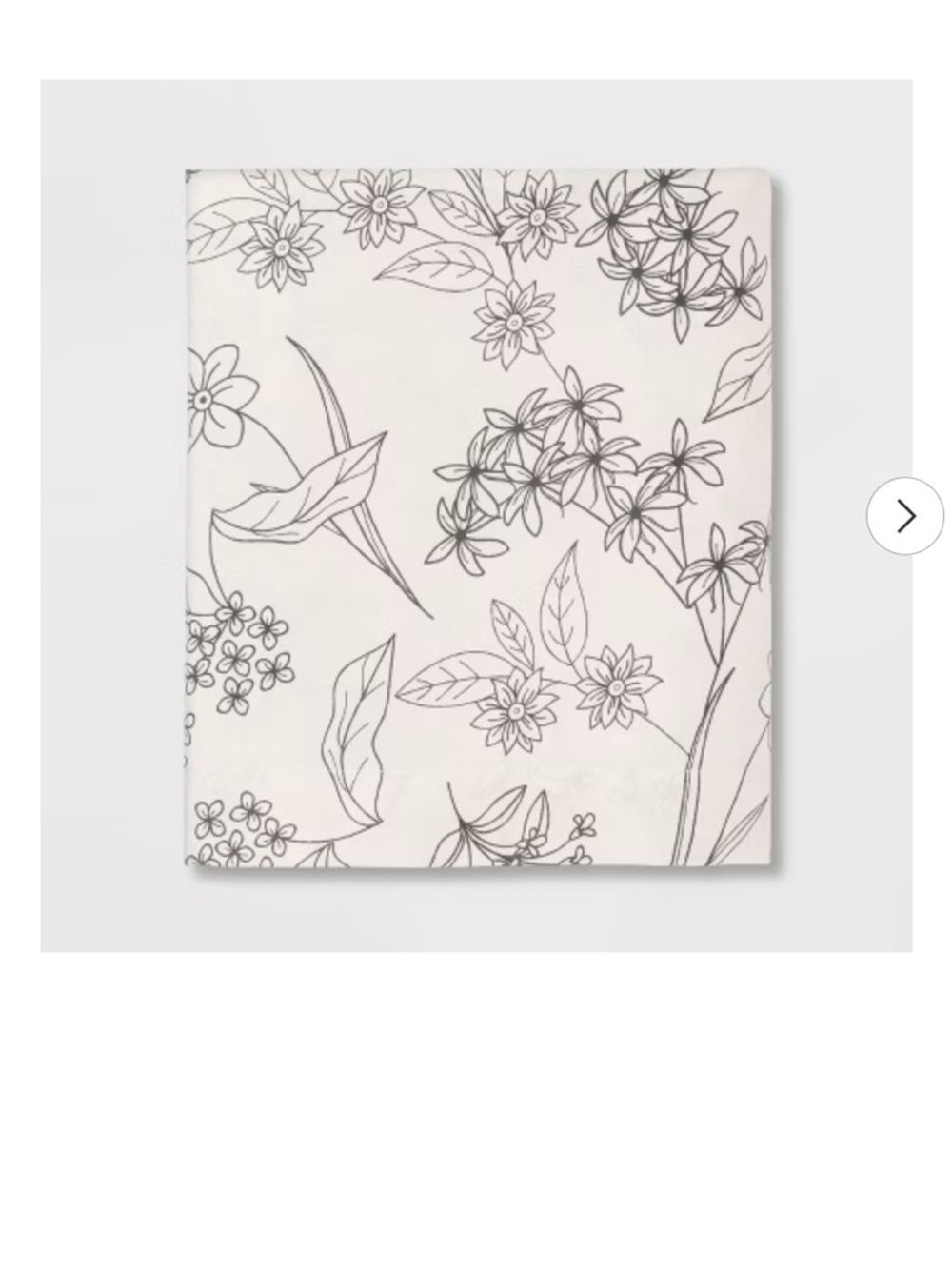 Room Essentials Black Floral Line Print on White Fitted Sheet-Queen